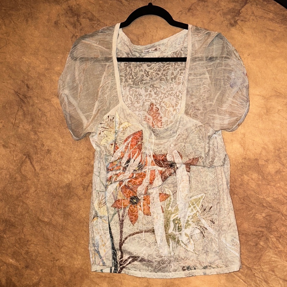 Casual Freedom Y2K Magic Chic Floral Sheer Blouse